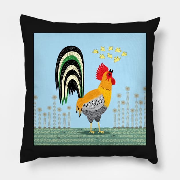 When The Rooster Crows Pillow by sonhouse5