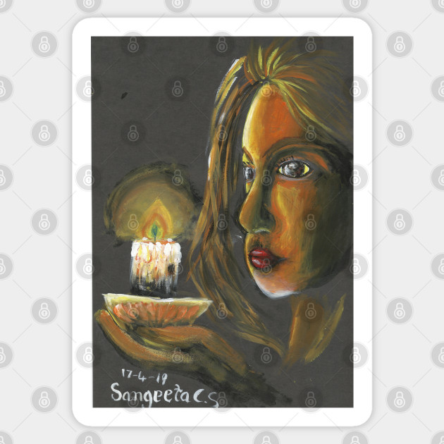 Lady In The Candle Light Limited Palette Acrylic Painting Candle