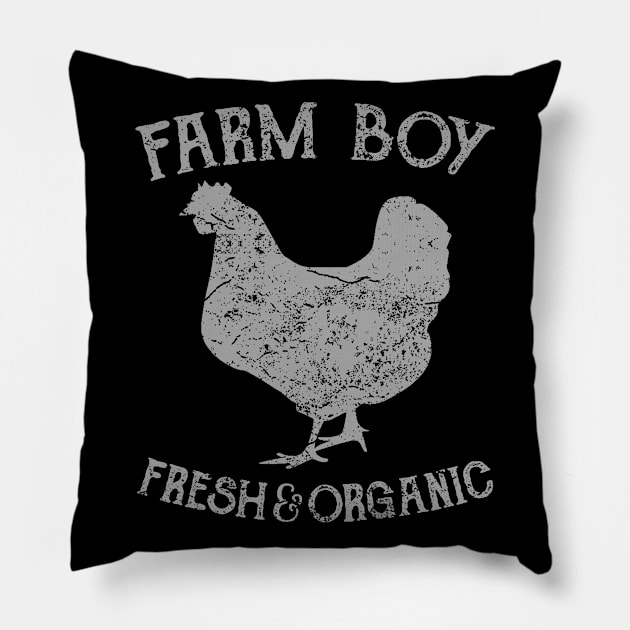 Farm Boy Chicken Farmer Pillow by JakeRhodes