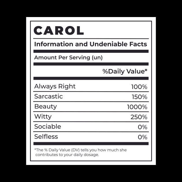 Funny Food Label Female Ingredients CAROL by SLAG_Creative