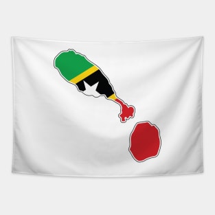 St Kitts and Nevis National Flag and Map Tapestry