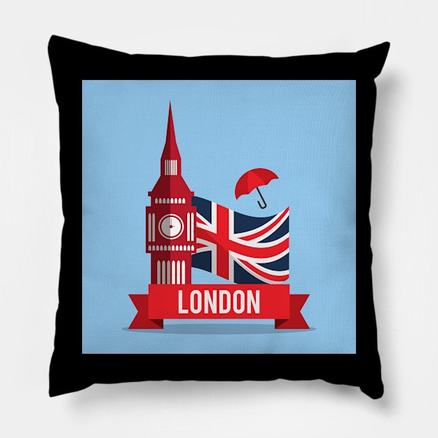 Blue London Pillow by ACH PAINT