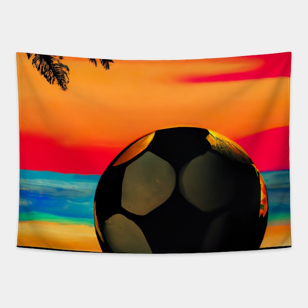 Island palm football Tapestry by maxcode