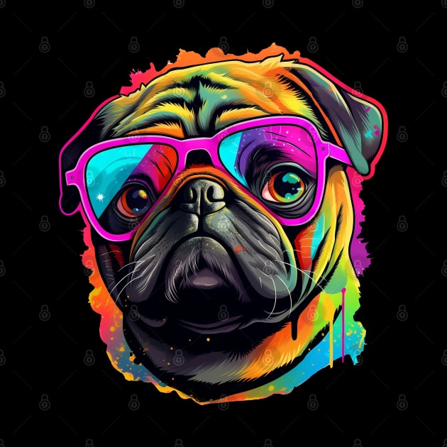 Neon Urban Pug by White Feathers Designs