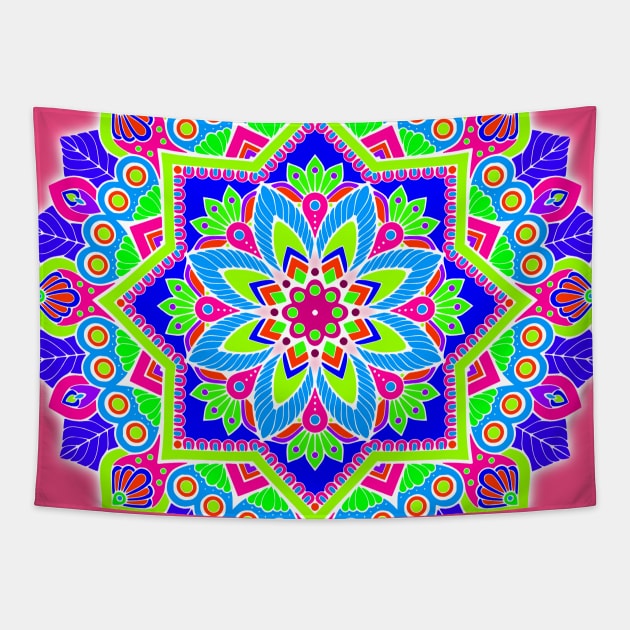 Pretty Colorful Mandala Tapestry by AlondraHanley