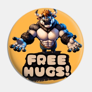 Free Hugs From A Furry Anthro Bull Pin