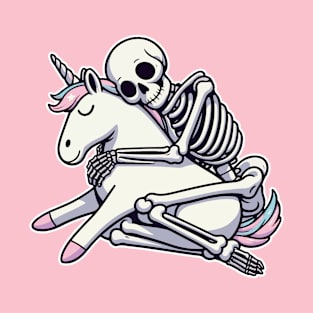 skeleton cuddling unicorn T-Shirt