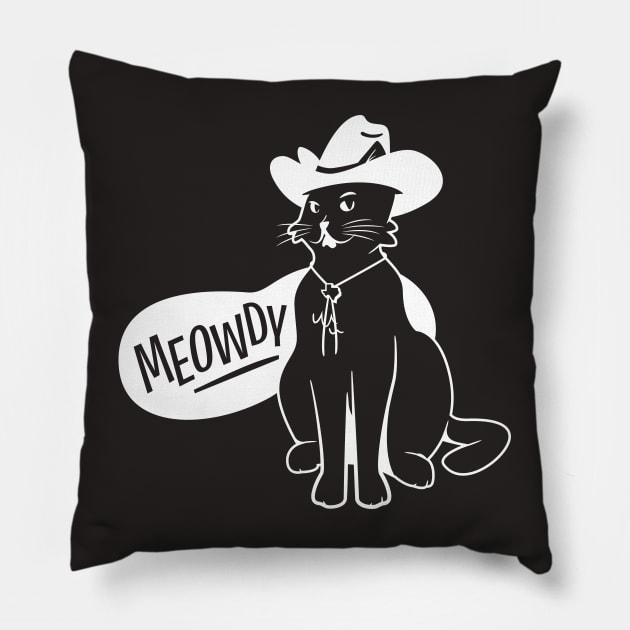 Meowdy Pawdner Pillow by sombreroinc