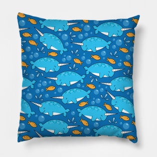 Cute Narwhal Pattern Pillow