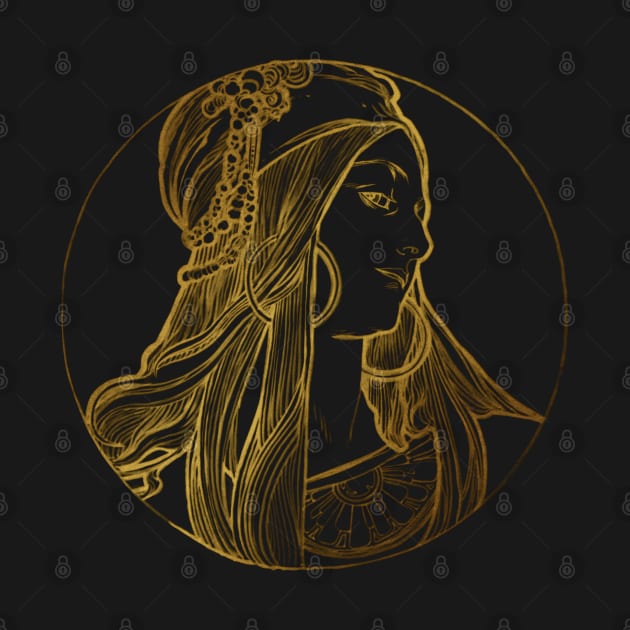 Art nouveau gold silhouette lady 8 by Allbestshirts