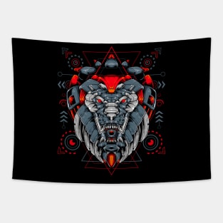 Sacred Mecha Lion Tapestry