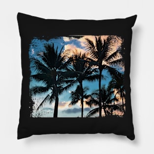 Sunset and palm trees Pillow