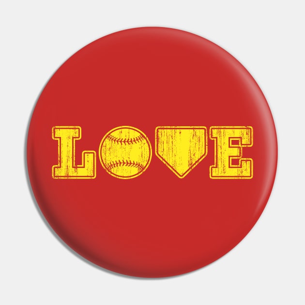 Vintage LOVE Softball Yellow Home Plate Pin by TeeCreations