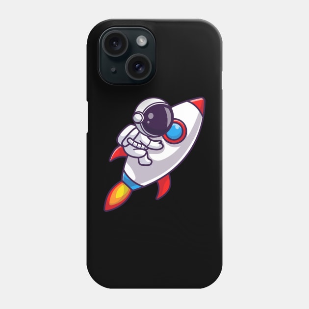 Astronaut Riding Rocket Cartoon Phone Case by Catalyst Labs