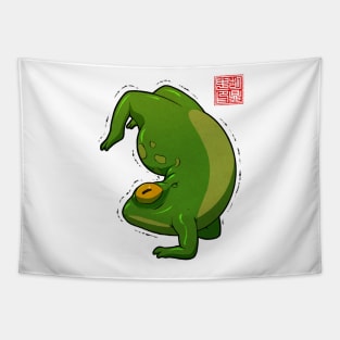 yoga frog scorpion pose Tapestry