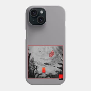 CORAL RED - black full  by COLORBLIND WorldView Phone Case