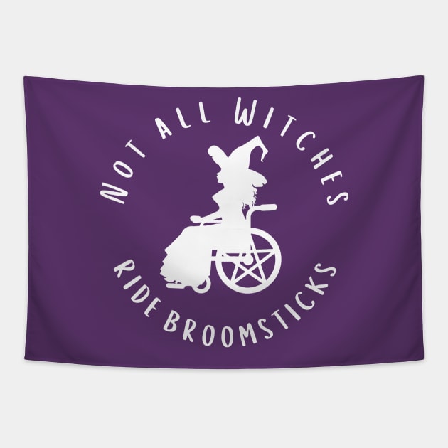 Purple Not all Witches Ride Broomsticks Wheelchair Cheeky Witch® Tapestry by Cheeky Witch