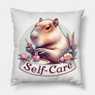 Self-care Capybara Painting Nails Pillow