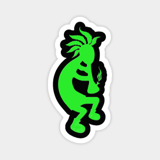 Green Toking Kokopelli Magnet