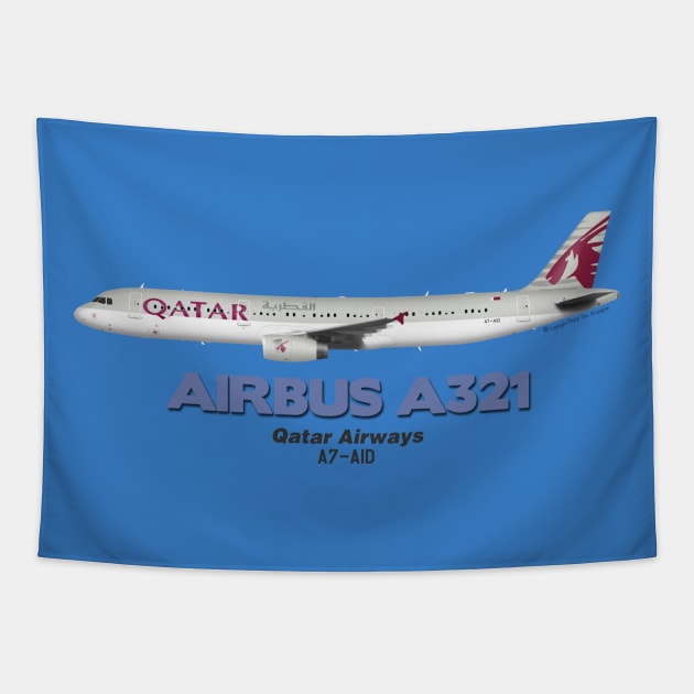 Airbus A321 - Qatar Airways Tapestry by TheArtofFlying