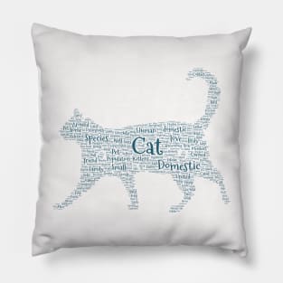 Cat Kitten Silhouette Shape Text Word Cloud Pillow