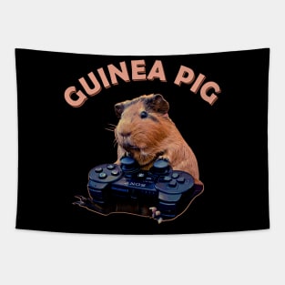 Fluff and Fold Guinea Pig Playing Game Tee for Rodent Aficionados Tapestry