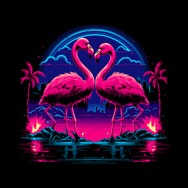 Pink Flamingos Retro Vaporwave Aesthetic by TeeTrendz