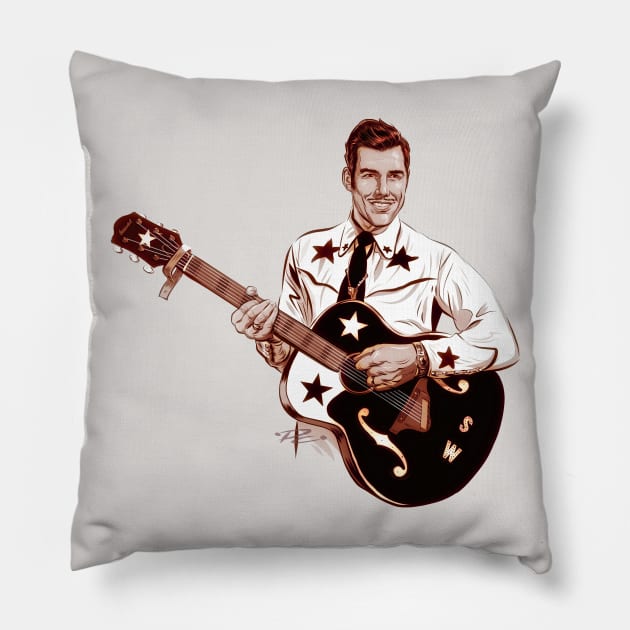 Slim Whitman - An illustration by Paul Cemmick Pillow by PLAYDIGITAL2020