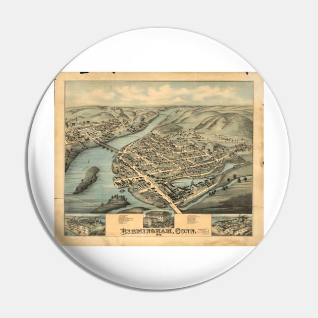 Vintage Pictorial Map of Birmingham CT (1876) Pin by Bravuramedia