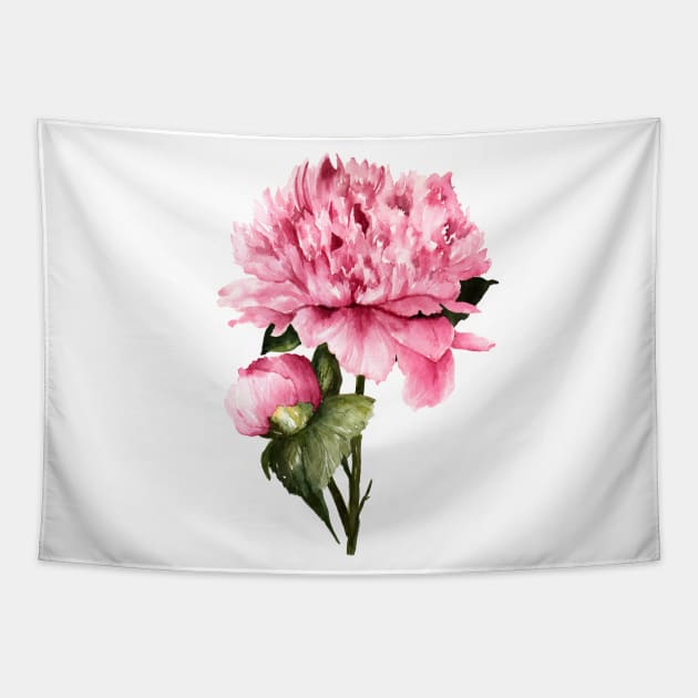 Loose Watercolor Peony 3 Tapestry by artofsuff