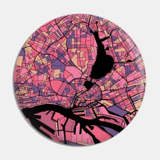 Hamburg Map Pattern in Purple & Pink Pin