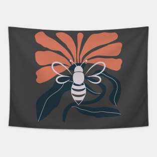 Abstract Bee & Flower Image in Autumn Fall Colors Tapestry