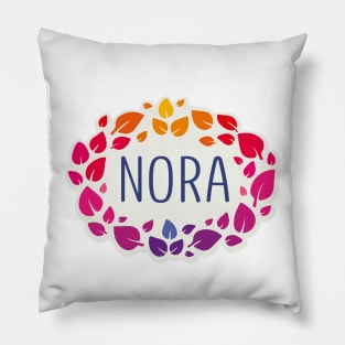 Nora name with colorful leaves Pillow