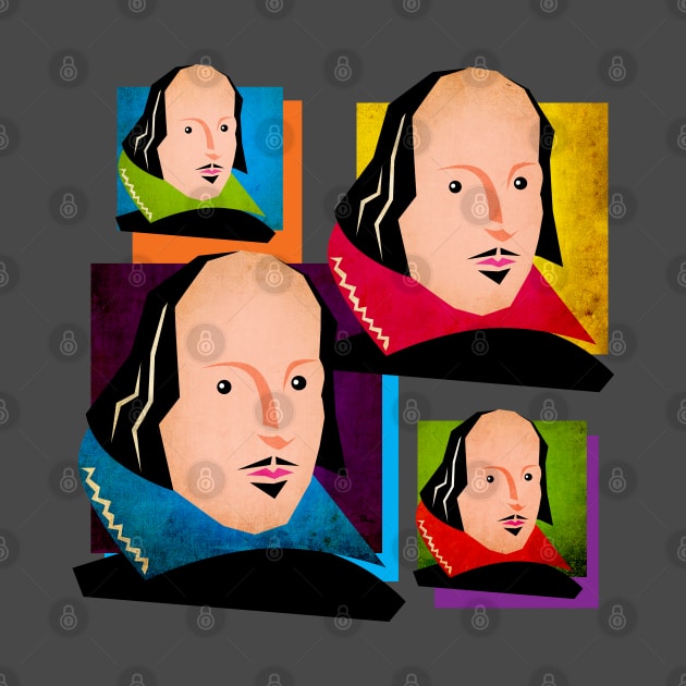 SIR WILLIAM SHAKESPEARE - COLOURFUL, POP-ART STYLE COLLAGE ILLUSTRATION by CliffordHayes