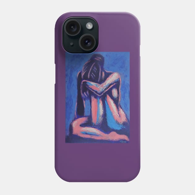 Blue Mood 5 - Female Nude Phone Case by CarmenT