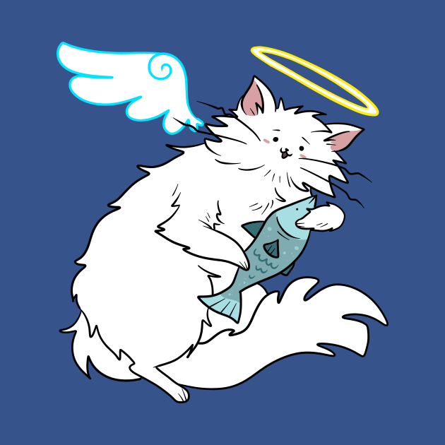 Fluffy White Kitty Cat Angel by saradaboru