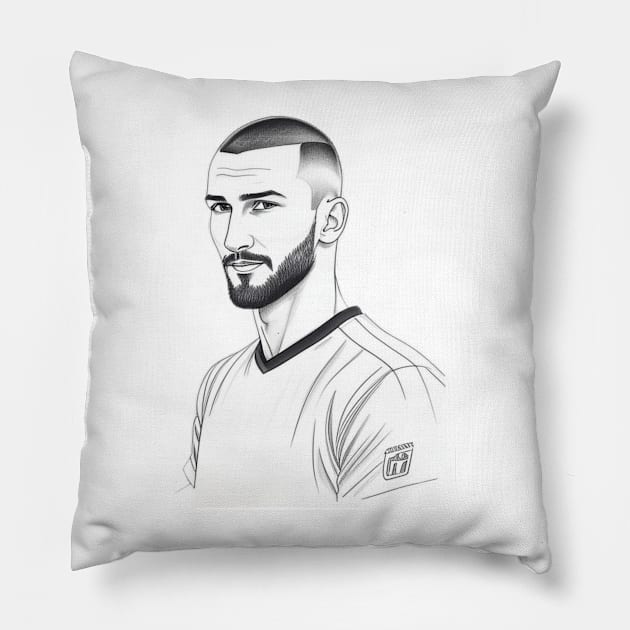 Karim benzema Pillow by  art white