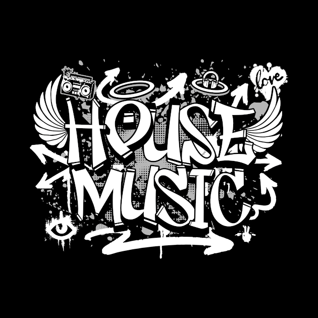 HOUSE MUSIC  - Graffiti Steez (grey/white) by DISCOTHREADZ 