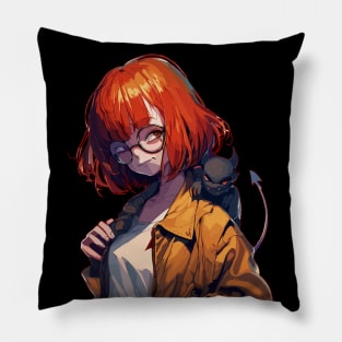 Bad girl with devil on shoulder Pillow