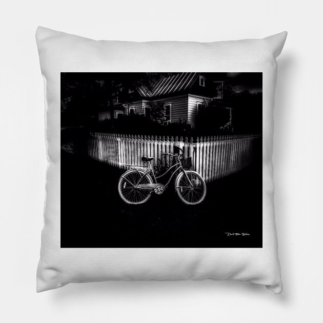 Grandmothers House - Black And White Pillow by davidbstudios