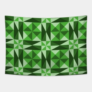 Green Optical Illusion Patchwork Pattern Tapestry