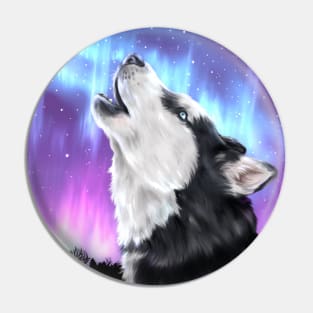 Howling Husky | Northern Lights Aurora Pin