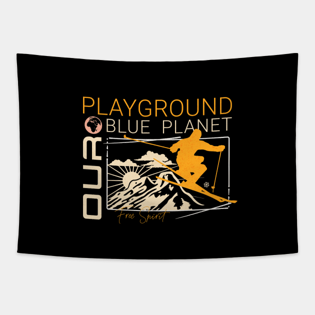 Playground Ski Snow Planet Earth Playground Good Vibes Free Spirit Tapestry by Cubebox