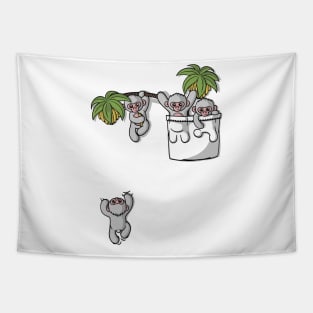 Cute Pocket Monkeys Tapestry