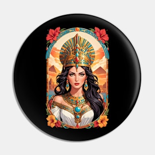 Cleopatra Queen of Egypt retro vintage floral design Pin