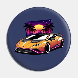 Yellow Huracan Sunset Retro Pin