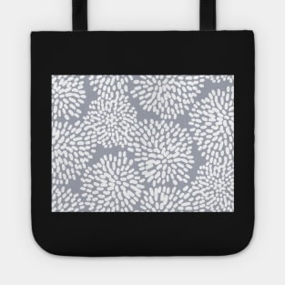 Grey and White Abstract Firework Flowers Tote
