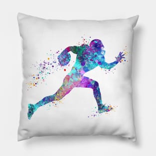 American Football Player Watercolor Pillow