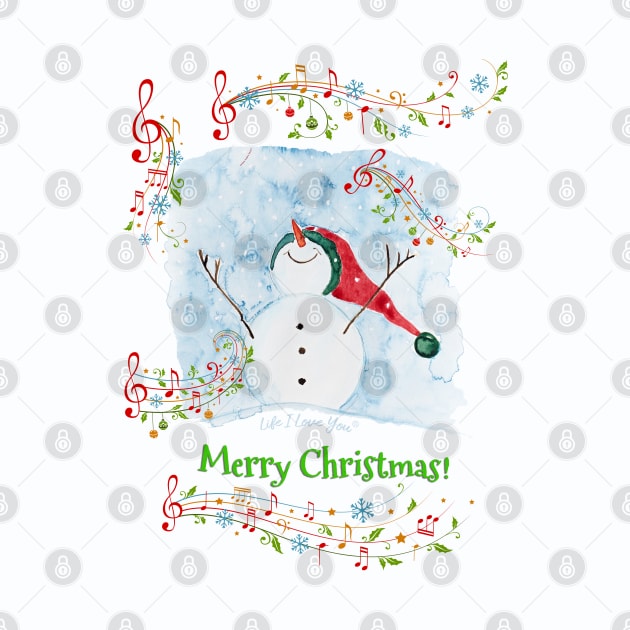 Merry Christmas Musical Happy Snowman Winter and Christmas by Dibble Dabble Designs