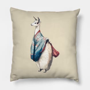 Llama in Cultural Attire Pillow